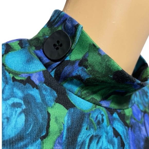 Zara Bell Sleeve Floral Mock Neck Stretch Trapeze Mini Dress Size S - Picture 5 of 9